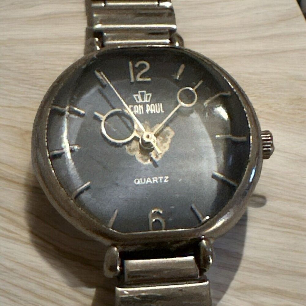 Vtg Jean Paul Quartz Crystal Glass, Stainless Steel Ladies Wristwatch Japan